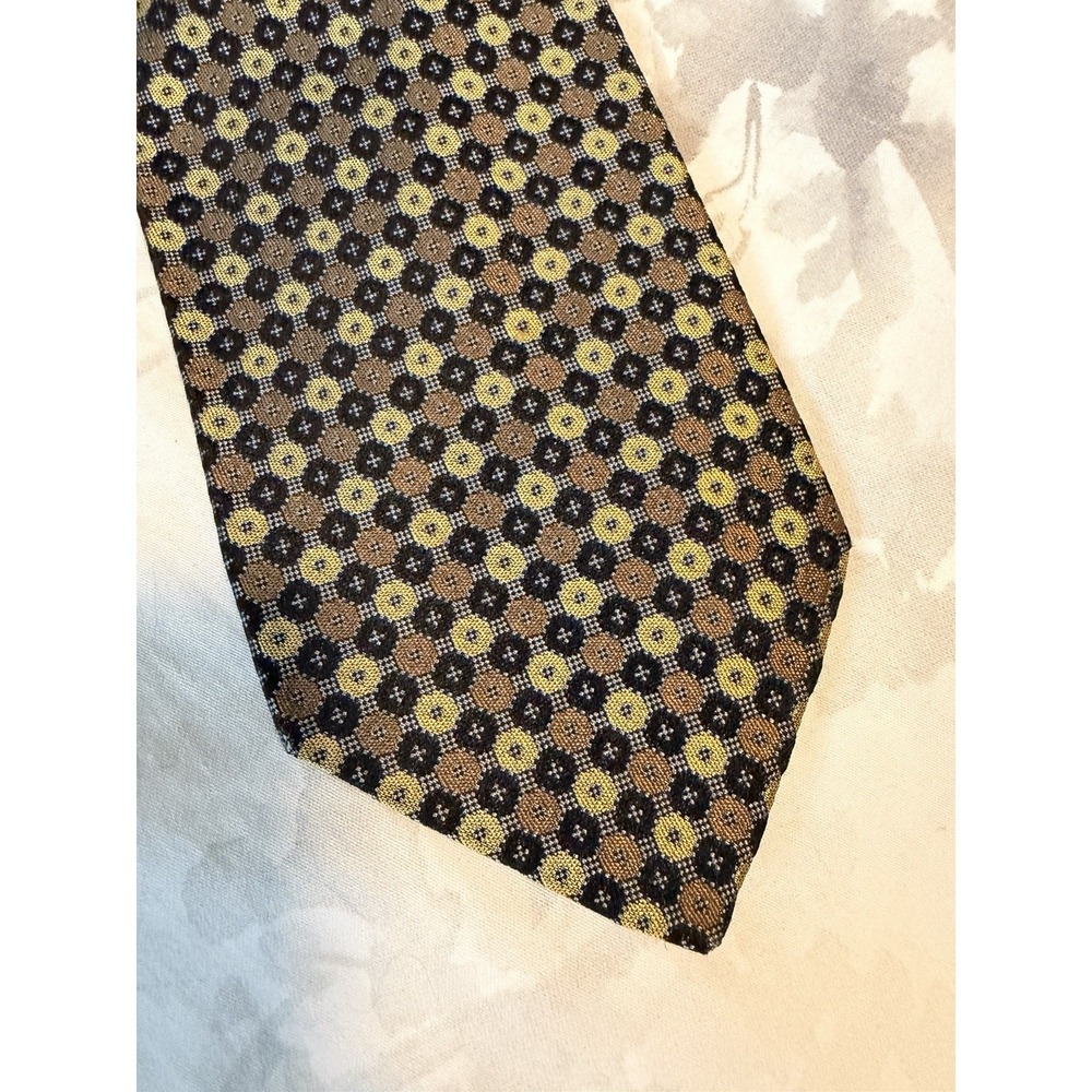 Grafton & Co	Dot Medallion Woven Geometric Italian Fabric 100% Silk Tie Necktie - Picture 5 of 7
